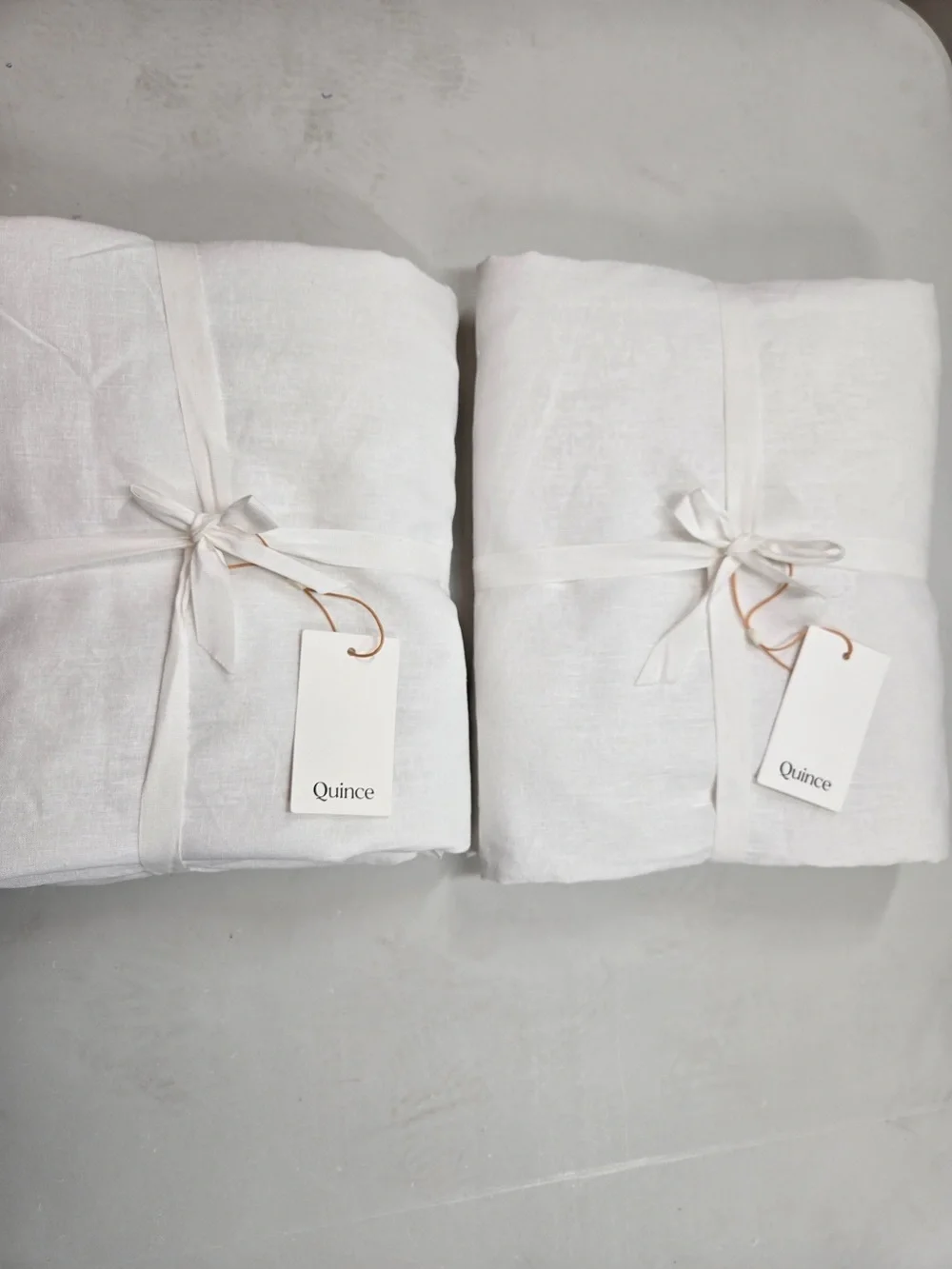 NWT QUINCE Set Of 2 48x84 European Linen True Blackout Curtains White 9634